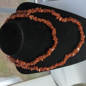 Goldstone necklace brown 8.5" doubled, single strand 17" weigh…